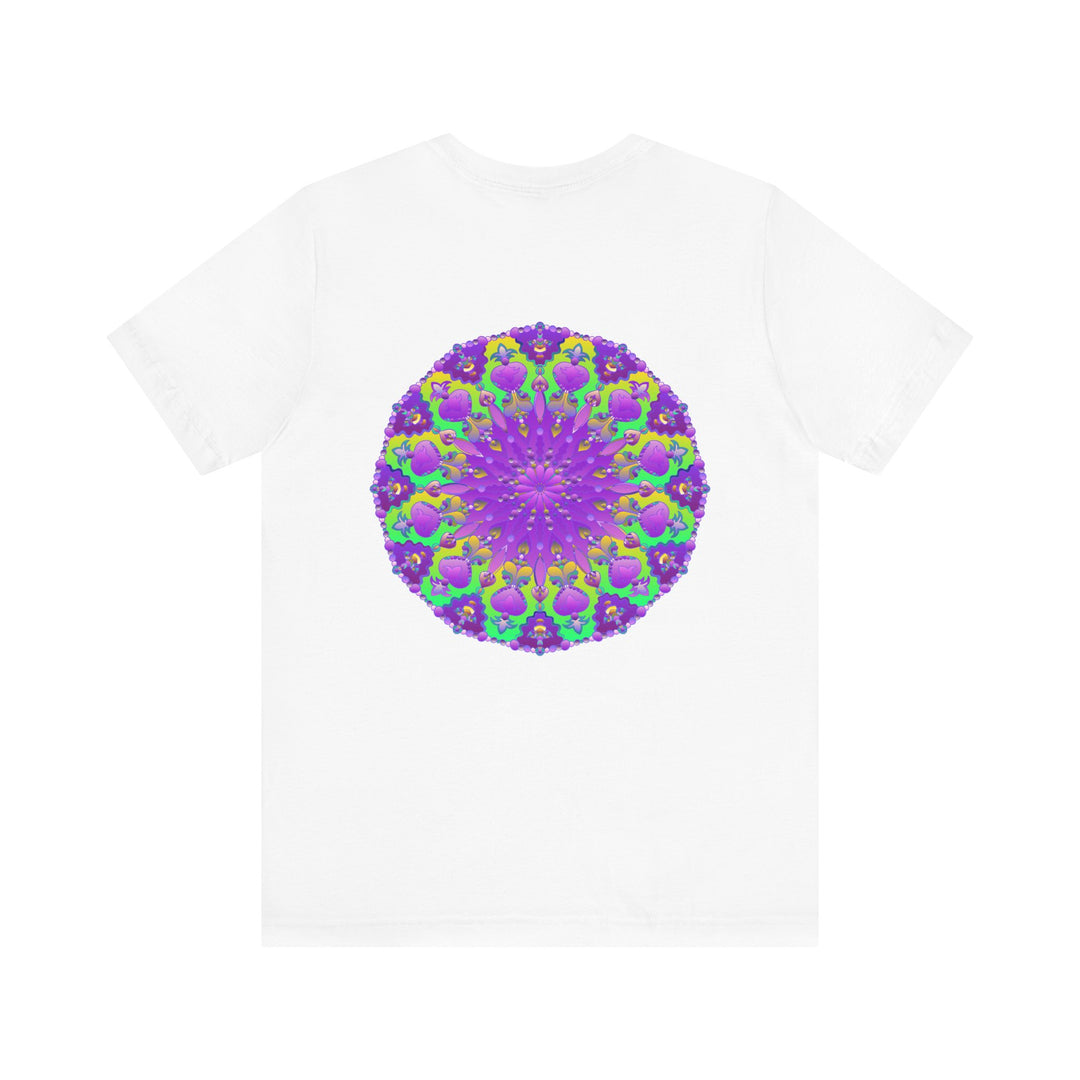 Vibrant purple mandala graphic tee promoting spiritual peace and harmony