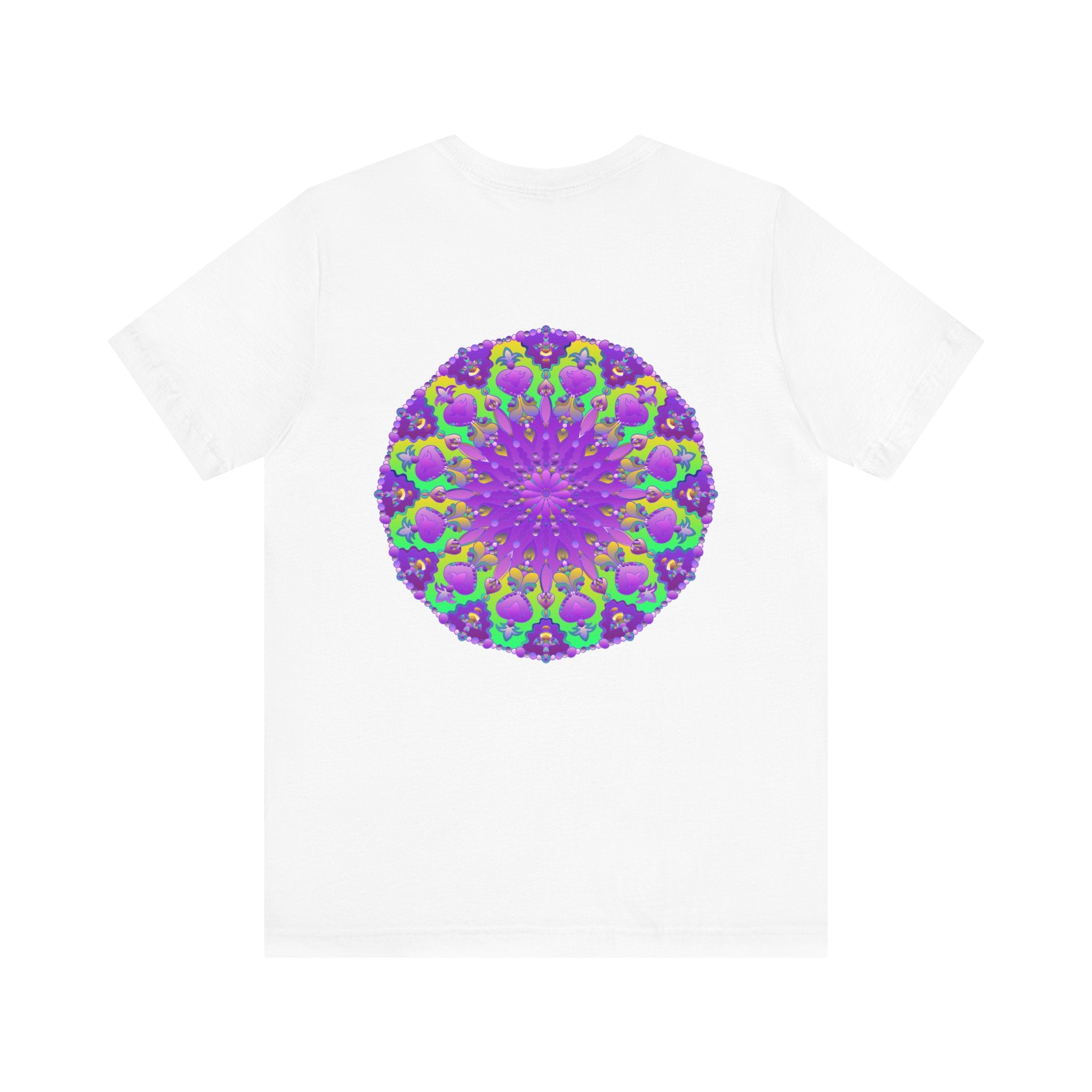 Vibrant purple mandala graphic tee promoting spiritual peace and harmony