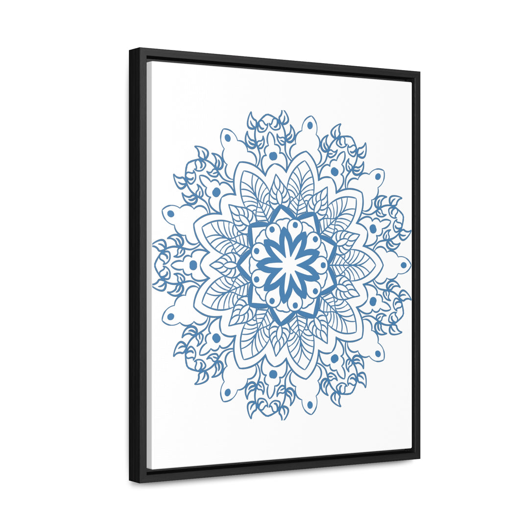 Beautiful steel blue mandala design wall art on gallery canvas wraps, handmade and vertical frame perfect for home decor