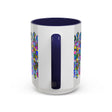 Unique and artistic mandala design on grey coffee mug