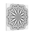 Matte Canvas Mandala Art in Black & White - Handmade, Stretched