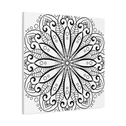 Matte Canvas Mandala Art in Black & White - Handmade, Stretched