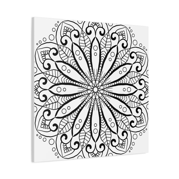 Matte Canvas Mandala Art in Black & White - Handmade, Stretched