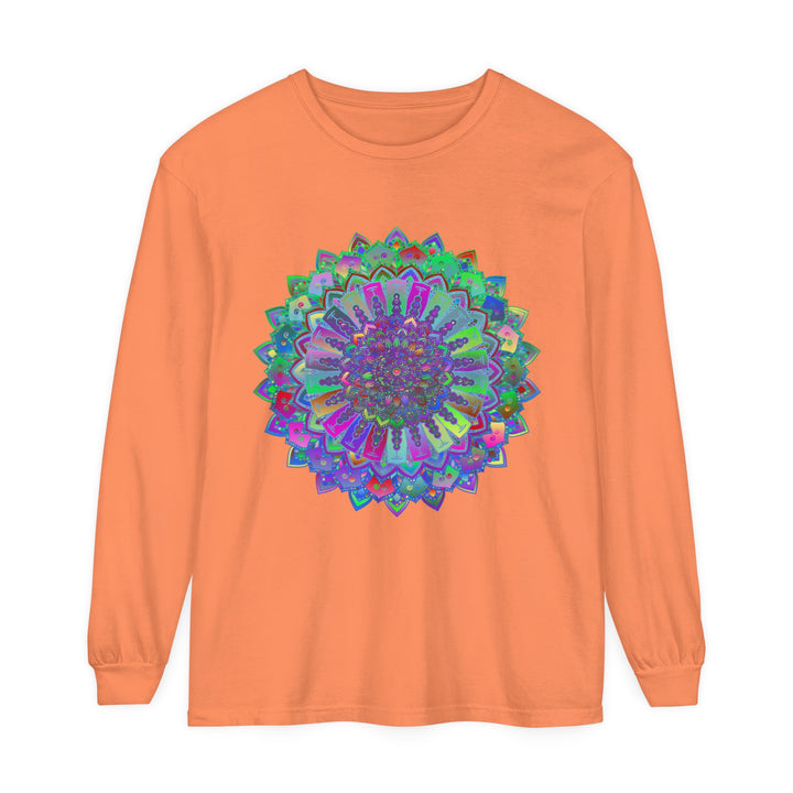 Colorful and intricate mandala design long sleeve t-shirt for vibrant personalities