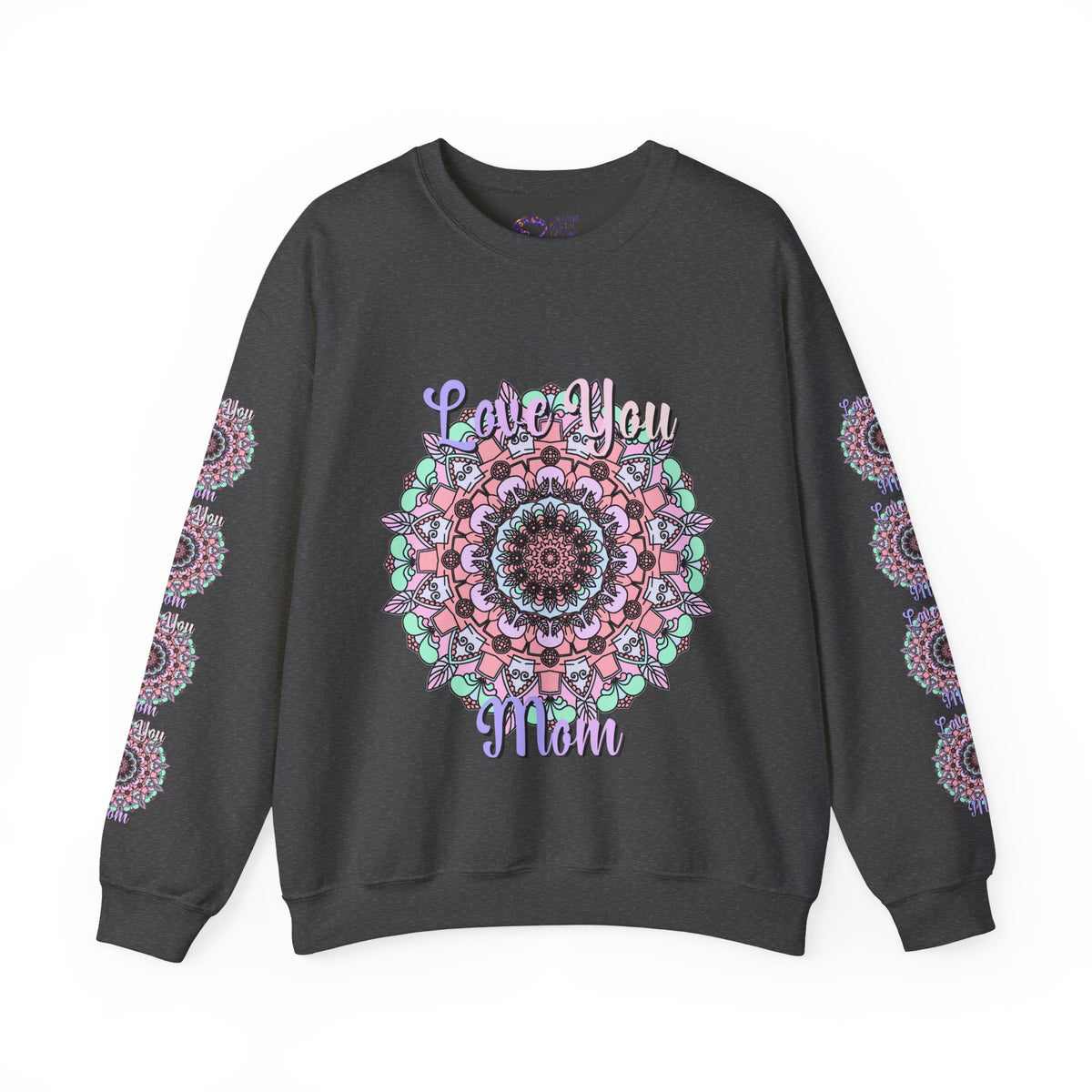 Mandala Inspired Crewneck Sweatshirt for Moms in Soft Pastels