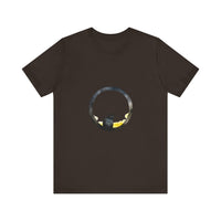 Black Cat Moon Tee - Whimsical Style: A black t-shirt featuring a playful cat sitting on a crescent moon against a starry night sky