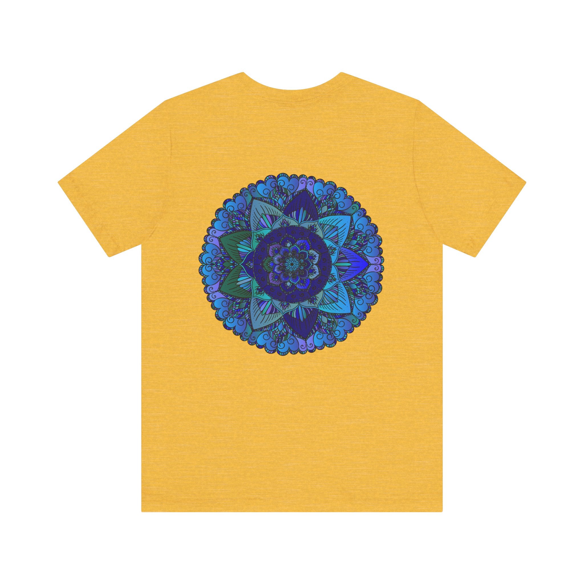 Blue Mandala T-Shirt featuring a mesmerizing spiritual design for peace and harmony