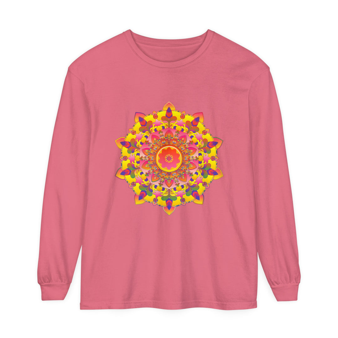 Vibrant mandala design long sleeve t-shirt for men and women