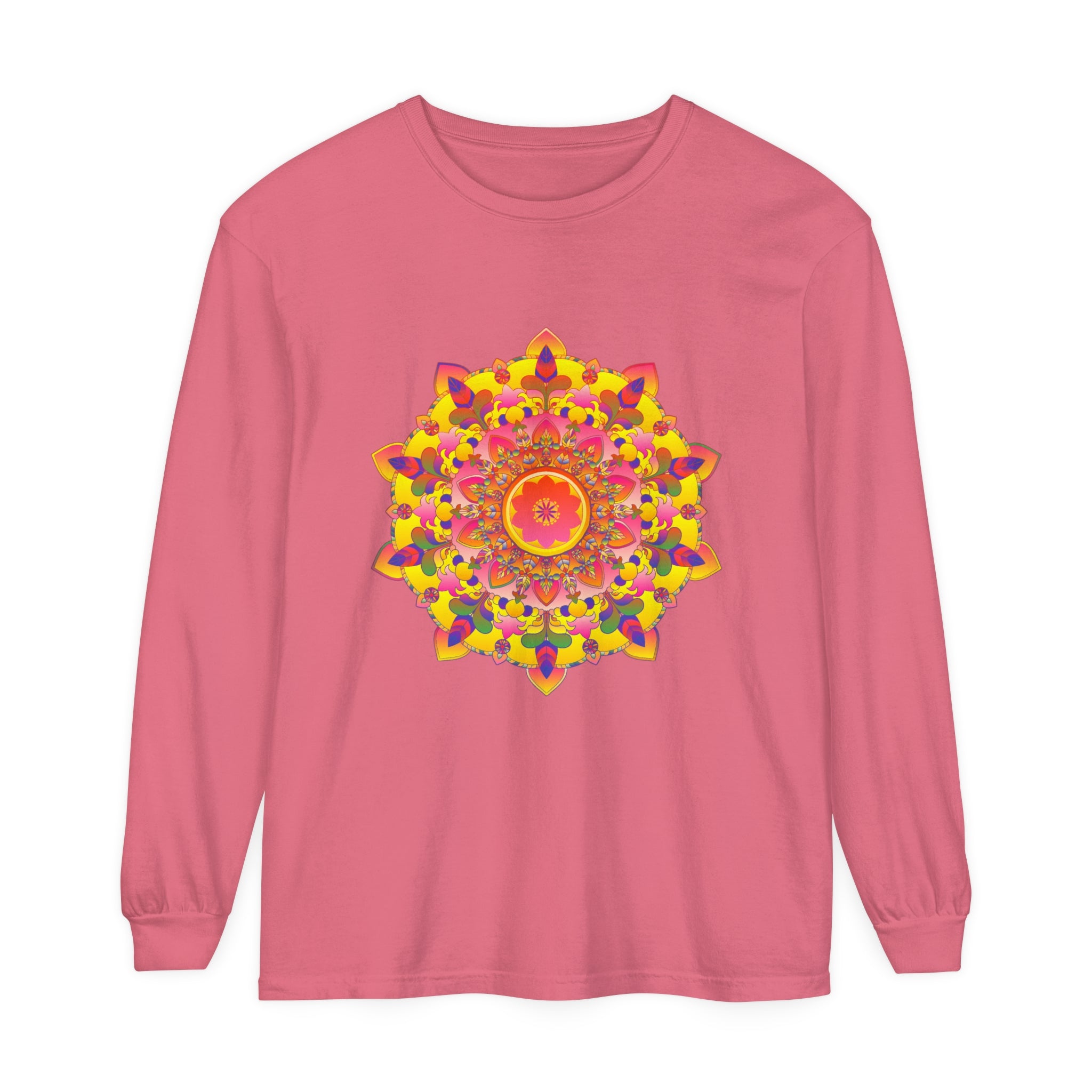 Vibrant mandala design long sleeve t-shirt for men and women