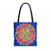 Gorgeous dark blue tote with vibrant and detailed mandala design