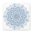 handmade mandala art featuring a steel blue mandala design on matte canvas, stretched and 125 inches thick