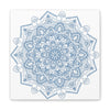 handmade mandala art featuring a steel blue mandala design on matte canvas, stretched and 125 inches thick