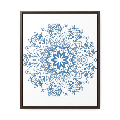 Handmade steel blue Mandala Design Wall Art on gallery canvas wraps