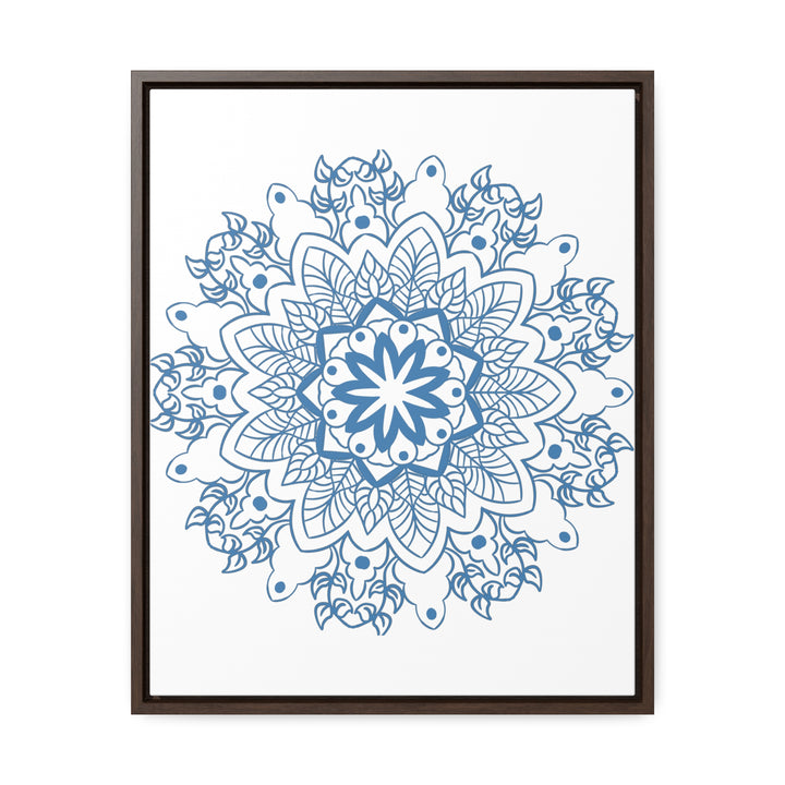 Handmade steel blue Mandala Design Wall Art on gallery canvas wraps