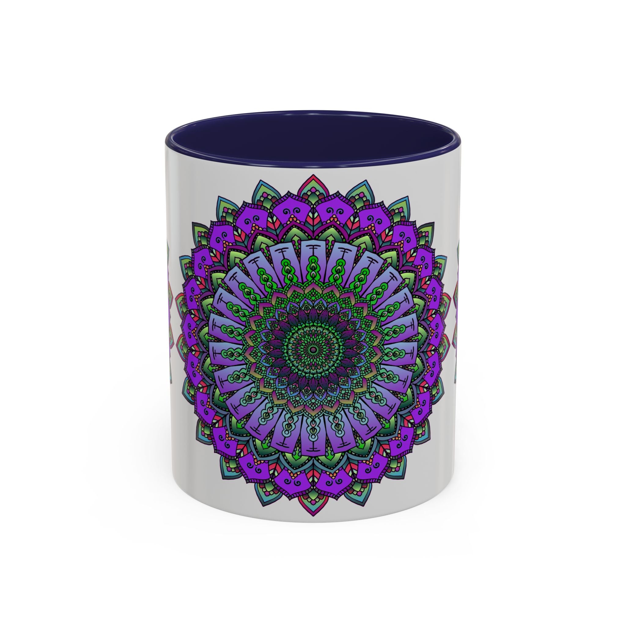 Beautiful ceramic mug with a vibrant mandala design, perfect for spiritual art enthusiasts