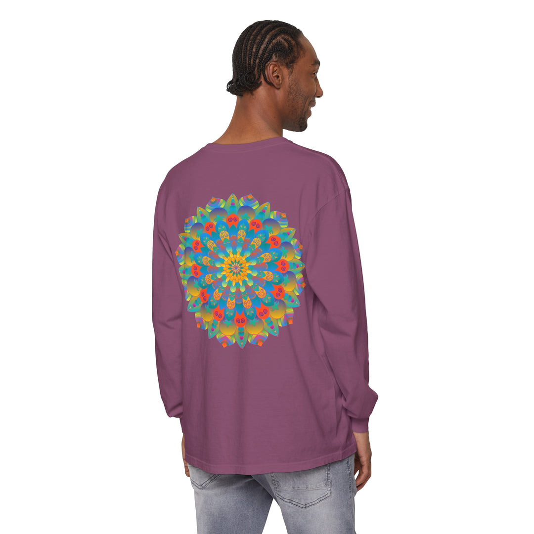 Colorful and intricate mandala design, long sleeve unisex t-shirt