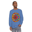 Colorful and intricate mandala design on a unisex long sleeve t-shirt