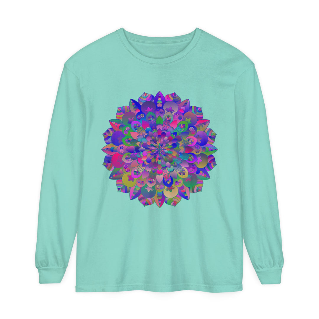 Colorful and intricate mandala design long sleeve t-shirt for a vibrant look