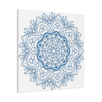 Beautiful Handmade Mandala Design Wall Art in Steel Blue on Matte Canvas, Stretched, 125 inch - Perfect for adding a touch of elegance to any room