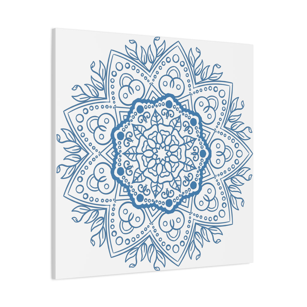 Beautiful Handmade Mandala Design Wall Art in Steel Blue on Matte Canvas, Stretched, 125 inch - Perfect for adding a touch of elegance to any room