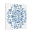 Beautiful Handmade Mandala Design Wall Art in Steel Blue on Matte Canvas, Stretched, 125 inch - Perfect for adding a touch of elegance to any room