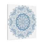 Beautiful Handmade Mandala Design Wall Art in Steel Blue on Matte Canvas, Stretched, 125 inch - Perfect for adding a touch of elegance to any room