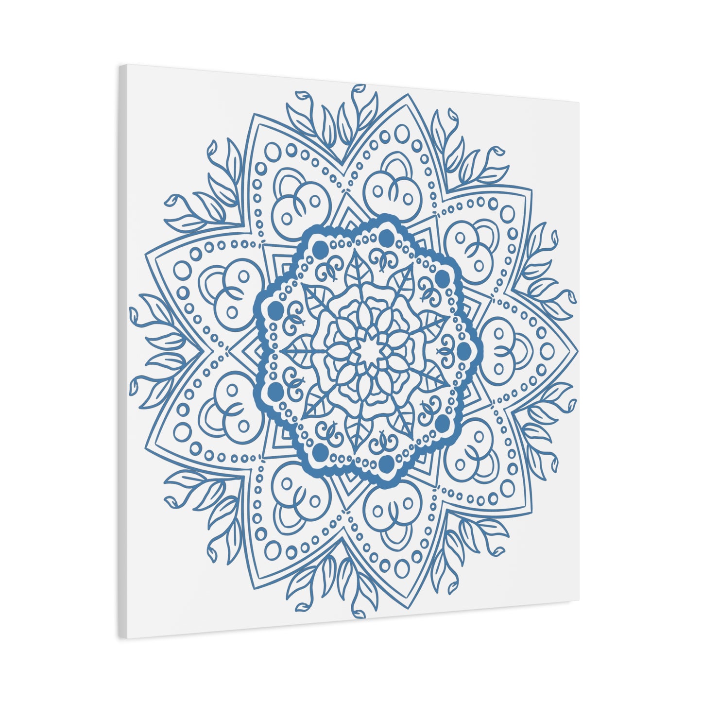 Beautiful Handmade Mandala Design Wall Art in Steel Blue on Matte Canvas, Stretched, 125 inch - Perfect for adding a touch of elegance to any room