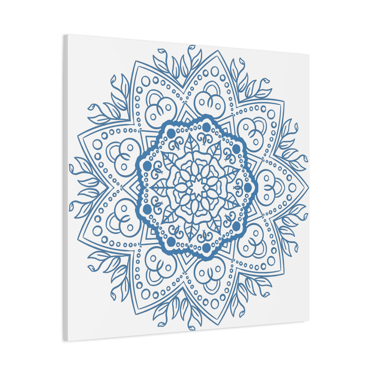Beautiful Handmade Mandala Design Wall Art in Steel Blue on Matte Canvas, Stretched, 125 inch - Perfect for adding a touch of elegance to any room