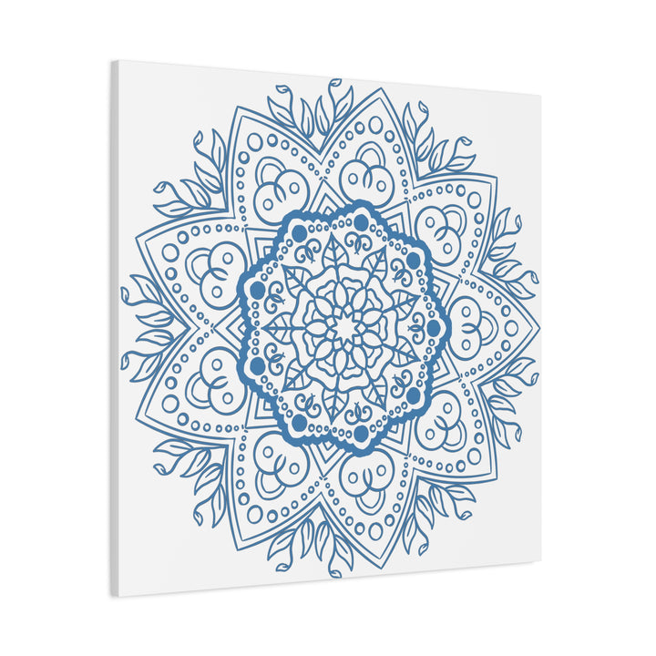 Beautiful Handmade Mandala Design Wall Art in Steel Blue on Matte Canvas, Stretched, 125 inch - Perfect for adding a touch of elegance to any room