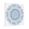 Beautiful Handmade Mandala Design Wall Art in Steel Blue on Matte Canvas, Stretched, 125 inch - Perfect for adding a touch of elegance to any room