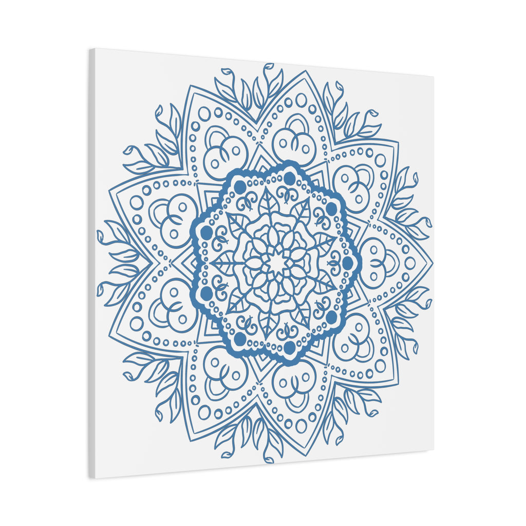 Beautiful Handmade Mandala Design Wall Art in Steel Blue on Matte Canvas, Stretched, 125 inch - Perfect for adding a touch of elegance to any room