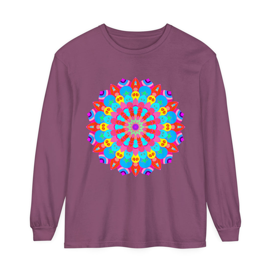 Colorful mandala design long sleeve t-shirt for both men and women