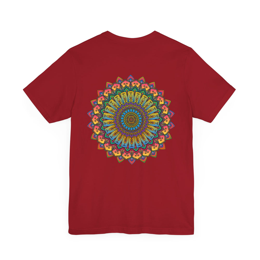 Close-up of Vibrant Mandala Tee - Spiritual Peace & Harmony shirt's soft and breathable fabric