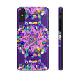 Hand drawn purple Mandala Art Phone Case designed for iPhone X/XS