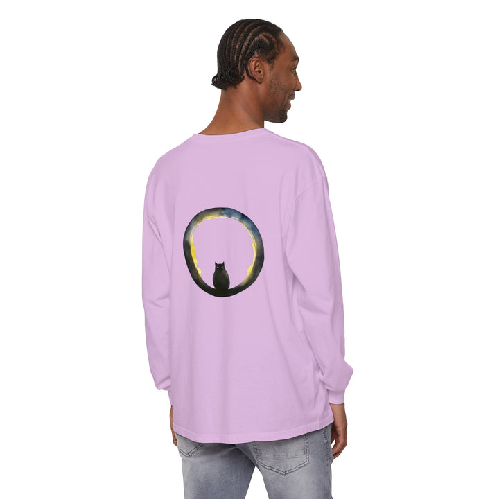 Black Cat Crescent Moon Halloween T-Shirt featuring a spooky feline design