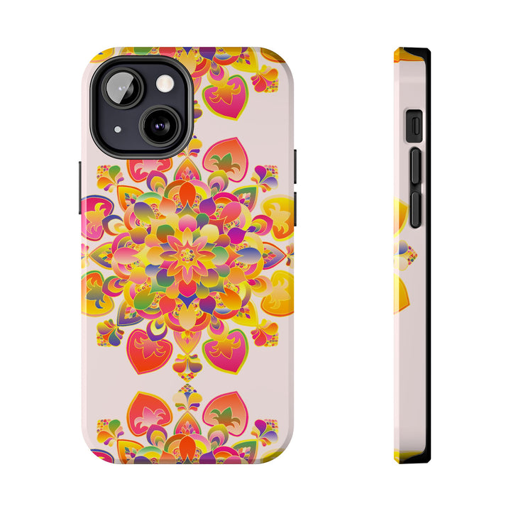 Hand drawn mandala art phone case featuring intricate floral patterns and geometric designs