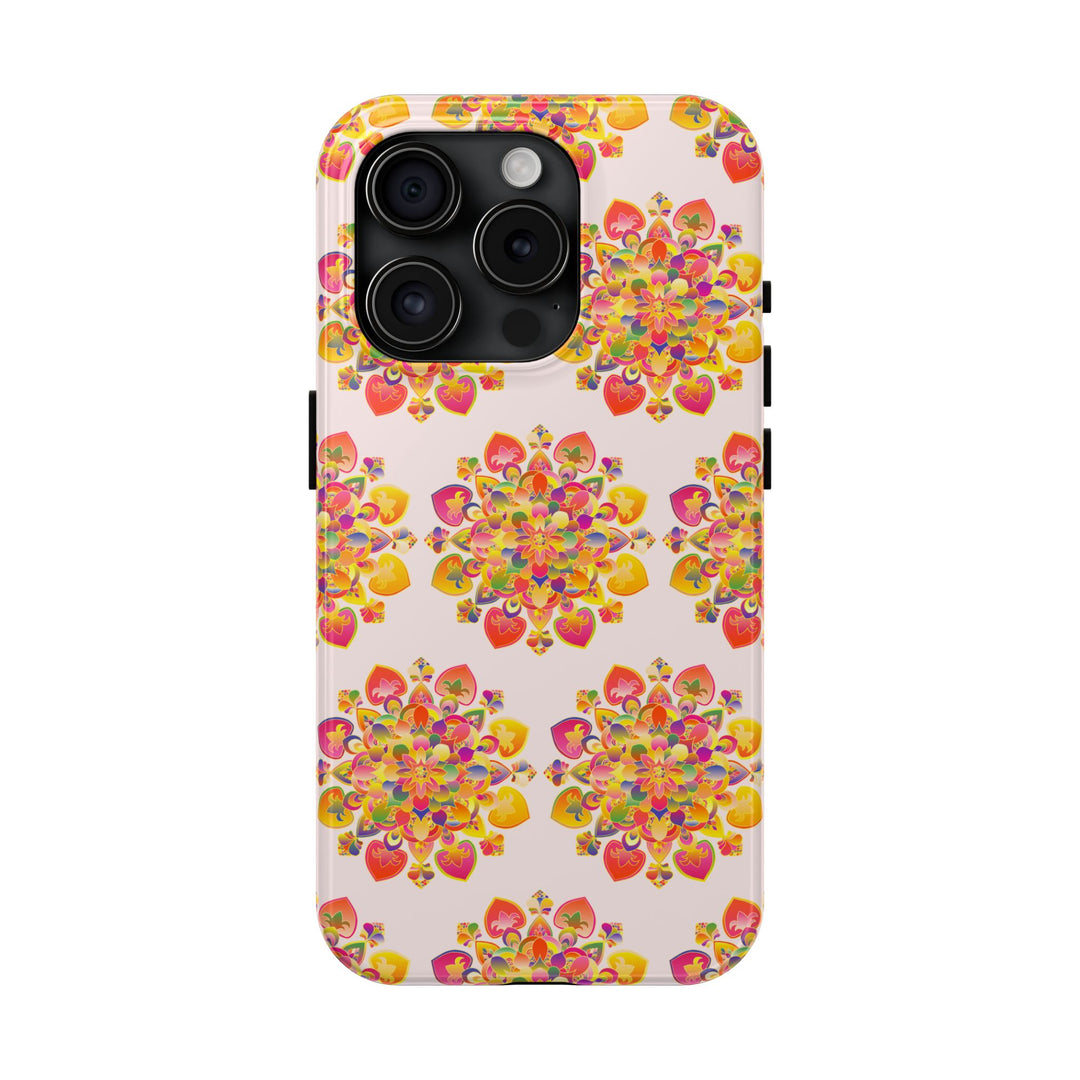 Phone Case - Hand-Drawn Mandala Art - Light Pink Long Description 80