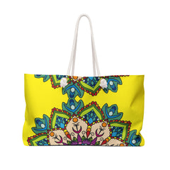 Bright Yellow Mandala Weekender Bag for Joyful Beach Escapes