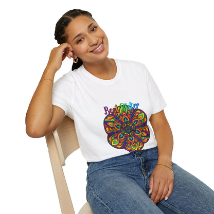 Beautiful hand-drawn mandala art gift for sister unisex softstyle t-shirt