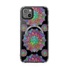 Black impact-resistant iPhone case with elegant mandala design, compatible with MagSafe® for iPhone 14 and 15