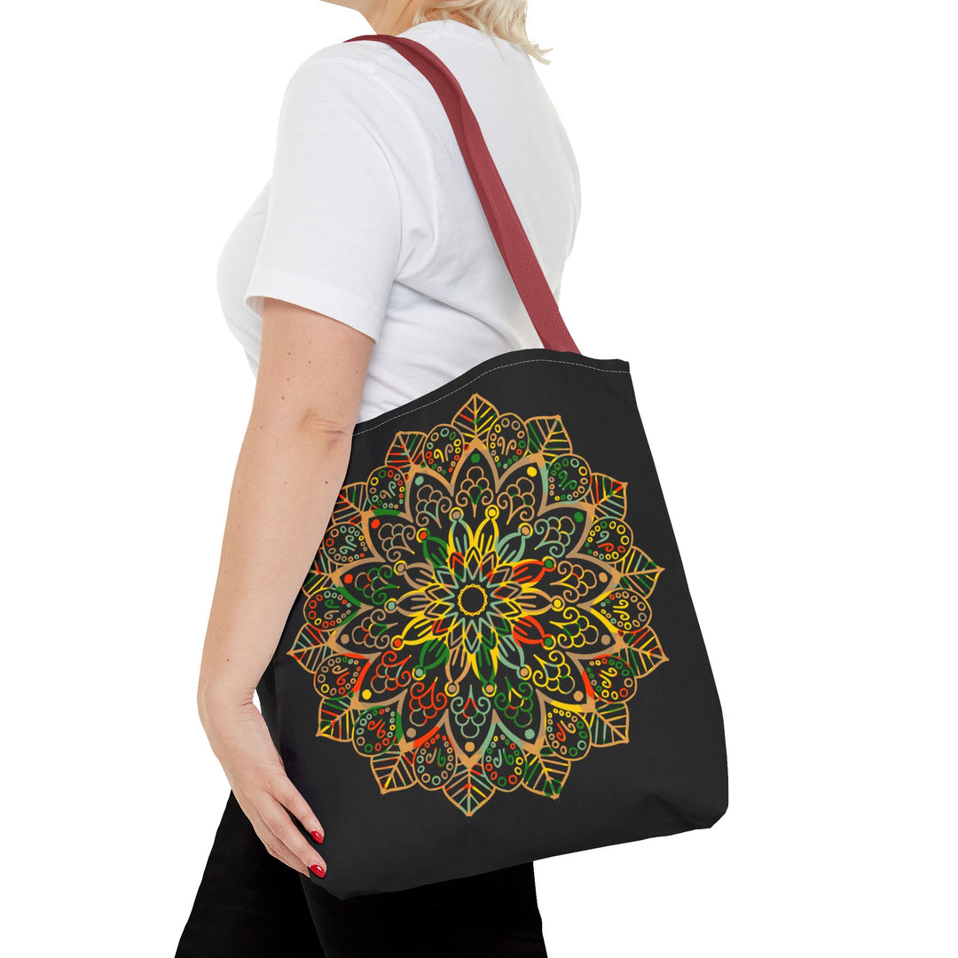 Tote bag featuring unique hand-drawn mandala art design