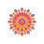 Vibrant Floral Mandala Fine Art Poster — Boho Wall Decor for Living Room & Meditation