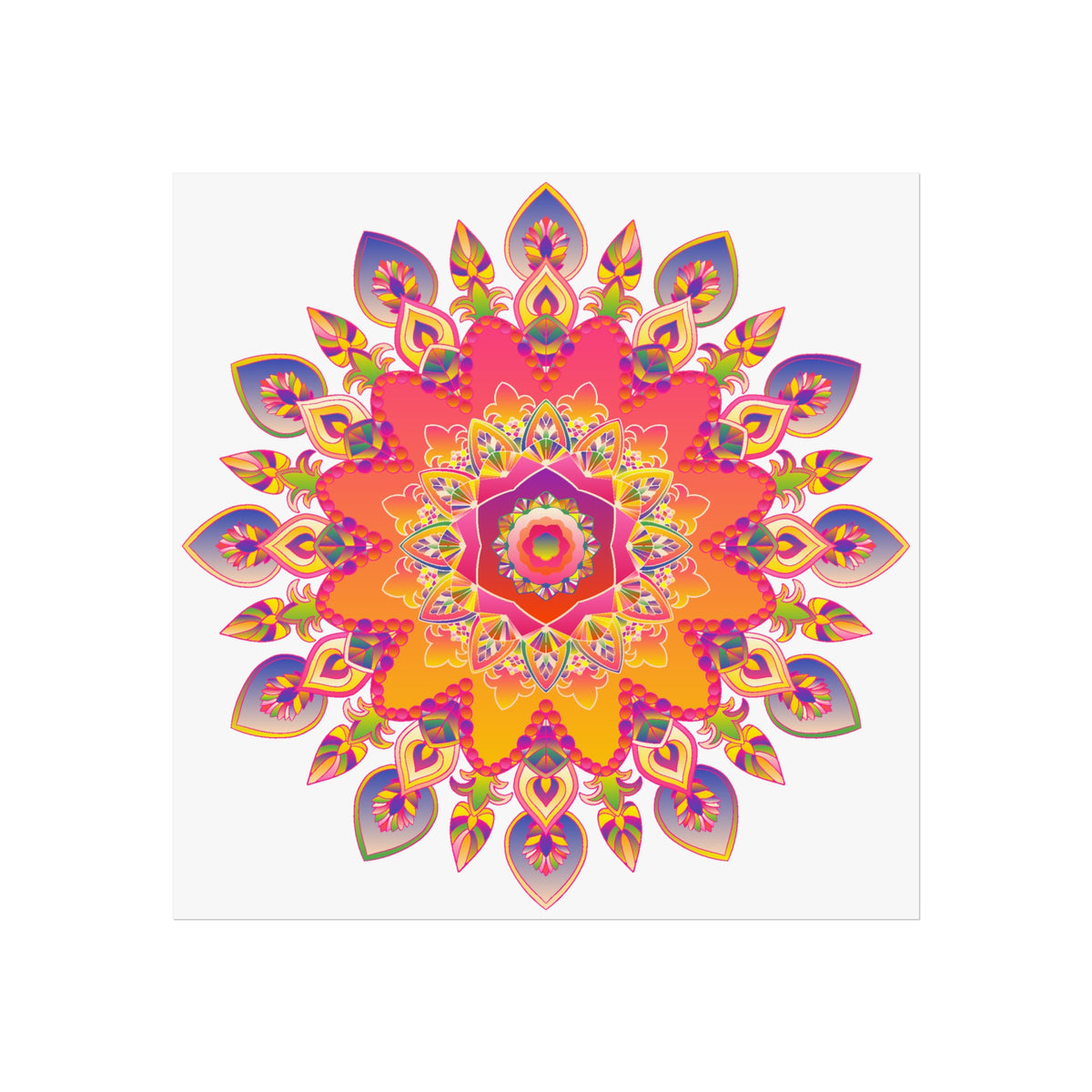Vibrant Floral Mandala Fine Art Poster — Boho Wall Decor for Living Room & Meditation