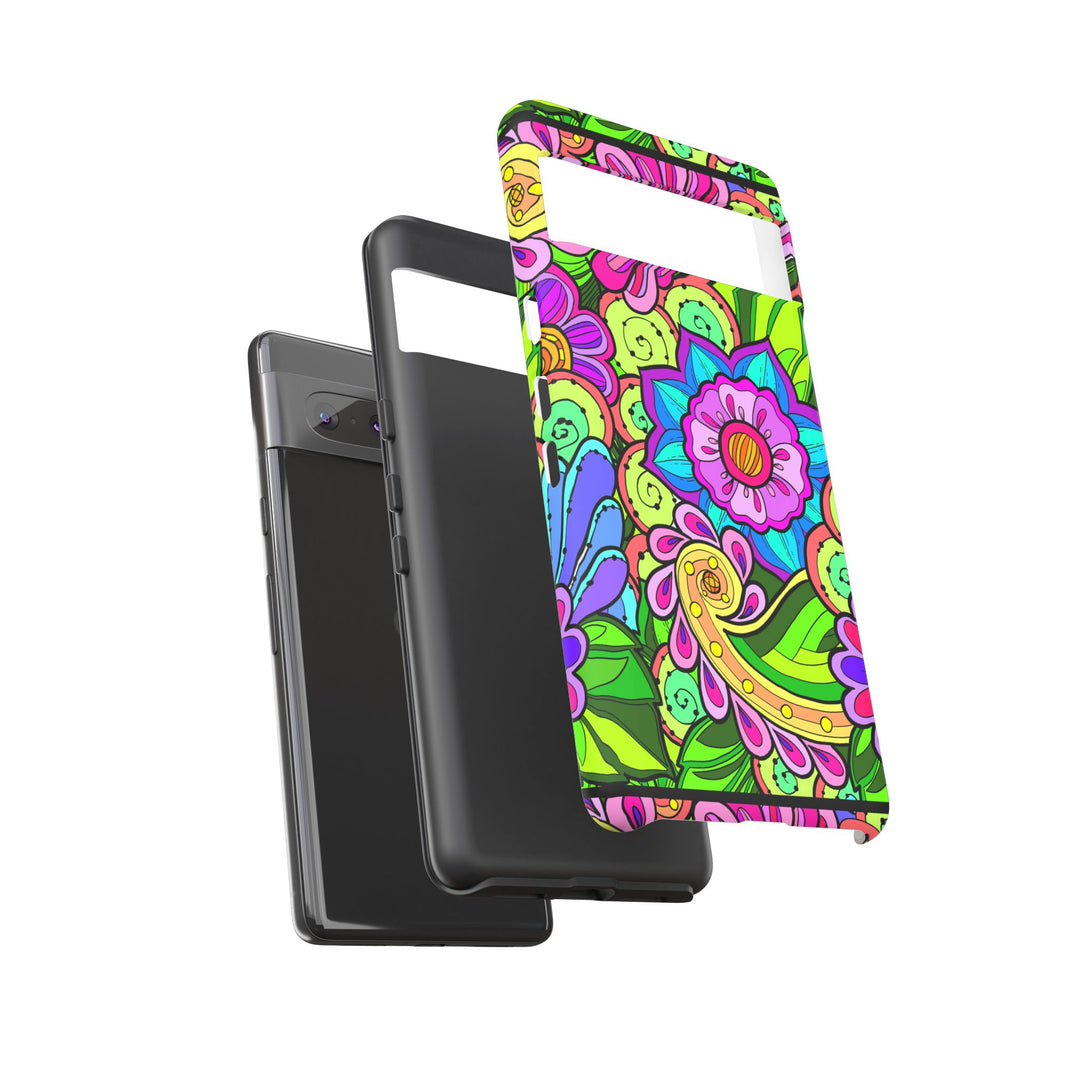 Floral Fantasy iPhone and Google Pixel Case in Bright Green Palette