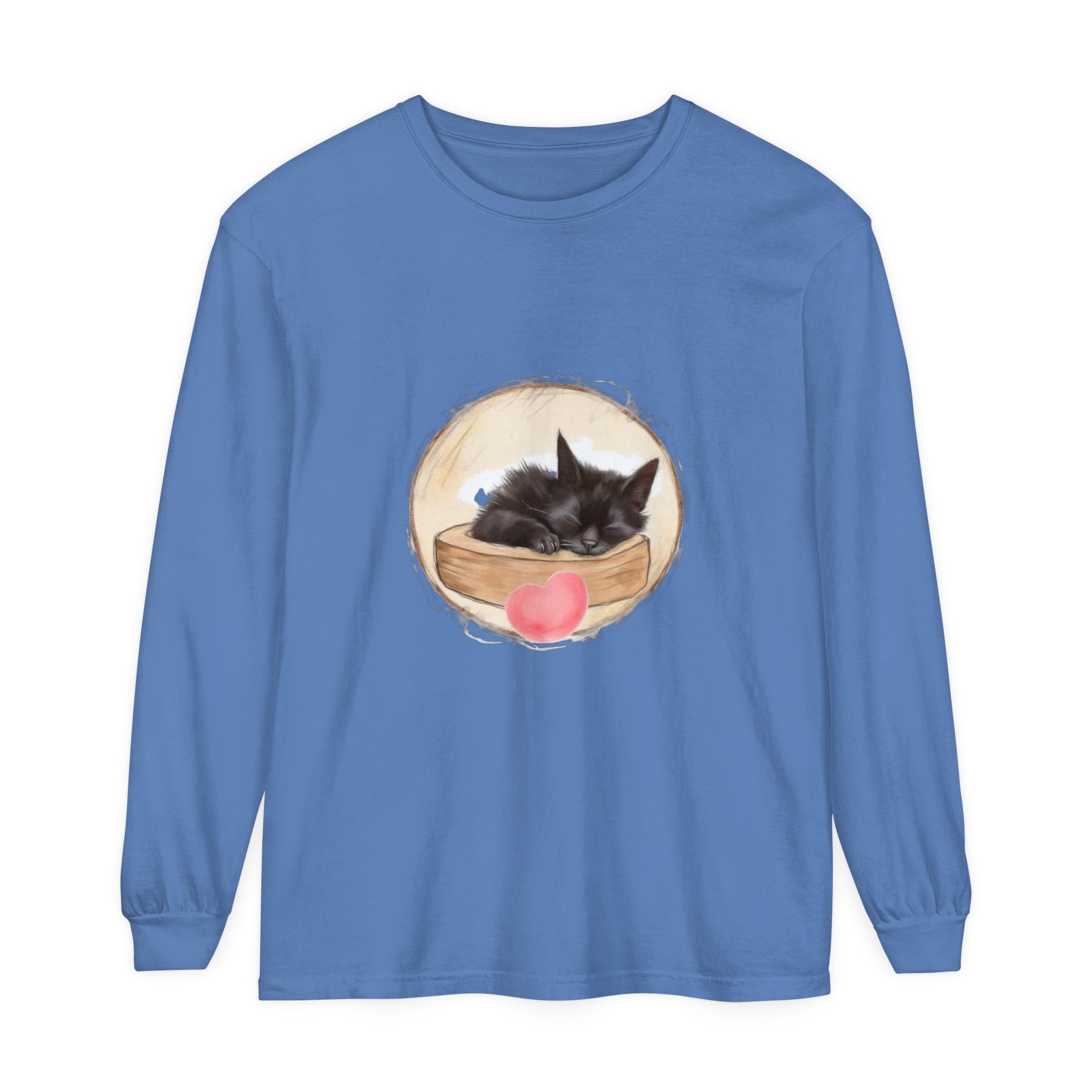 A cute and cozy unisex t-shirt featuring an adorable sleeping kitten design