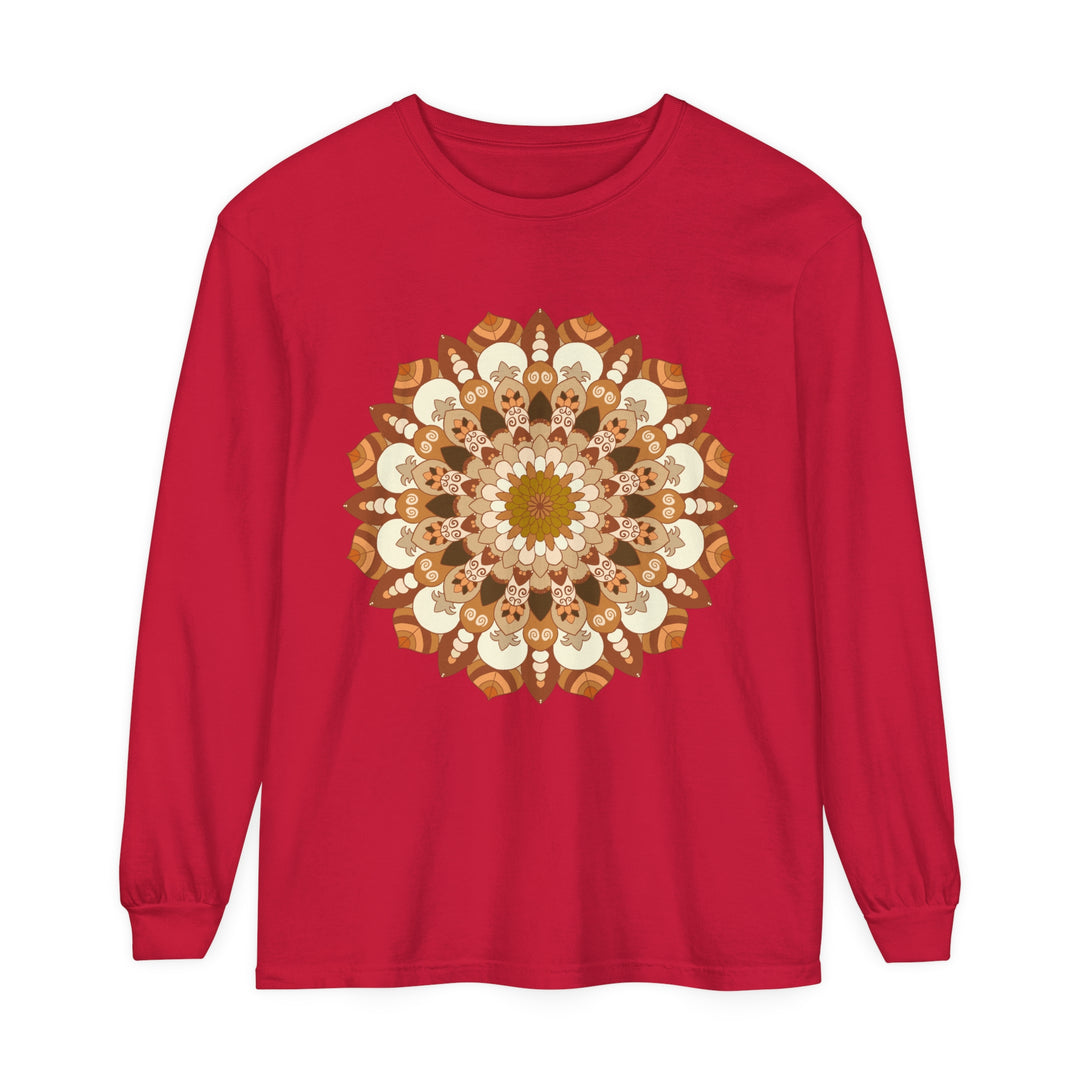 Intricate Mandala Unisex Long Sleeve T-Shirt with detailed and colorful mandala design