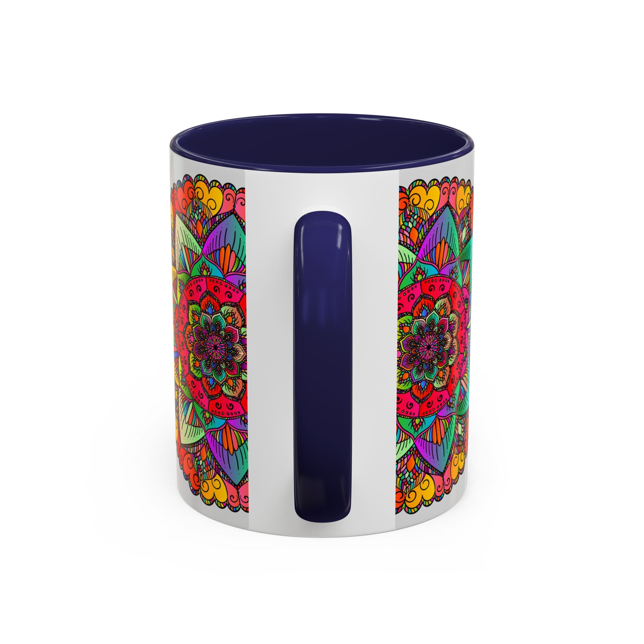 Intricately designed mandala art mug with vibrant and bold colors