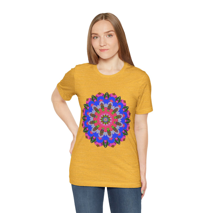 Vibrant and eye-catching Colorful Mandala Geometric T-Shirt with intricate design