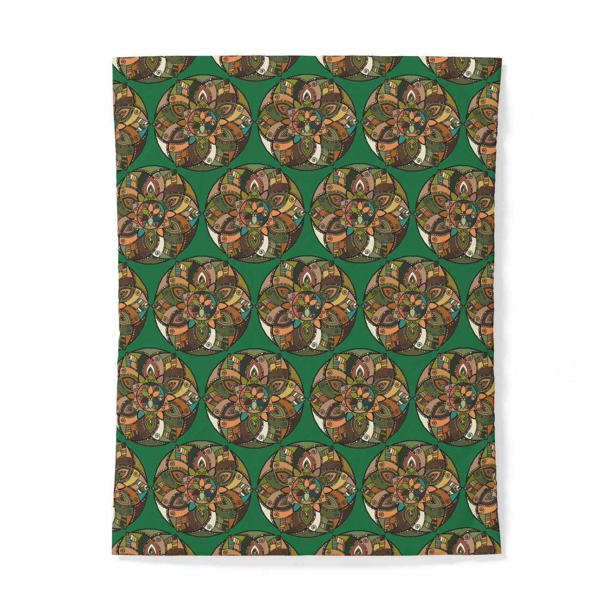 Bohemian Mandala Cotton Duvet Cover — Green Floral Geometric Bedding
