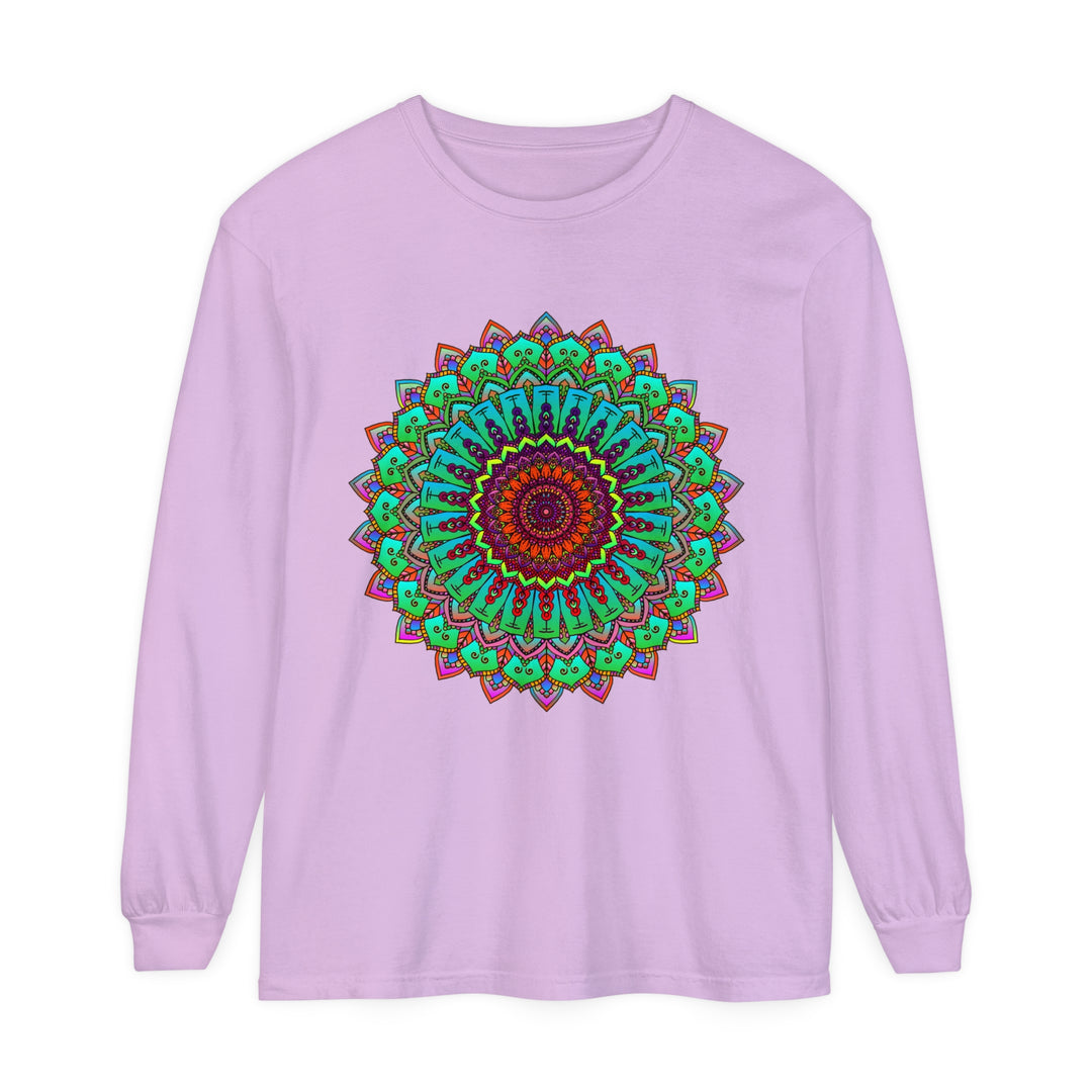 Beautiful, spiritual artwork adorns this comfortable and stylish long sleeve shirt